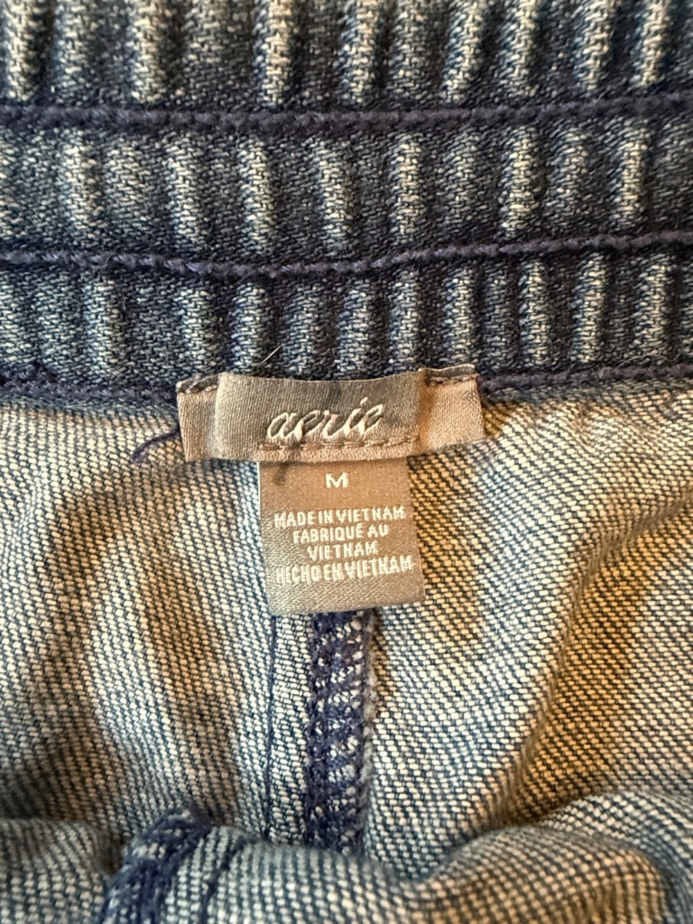 aerie Denim Frayed Drawstring Shorts • Blue • Size Medium EUC - Picture 2 of 11